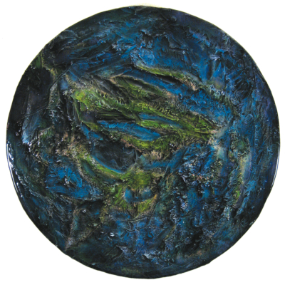 Earth 2 - Michael Rousseau 24" diameter - mixed media with epoxy resin.