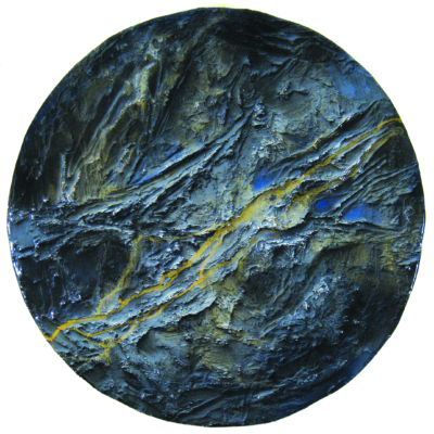Glow - Michael Rousseau 22" diameter. mixed media with epoxy.