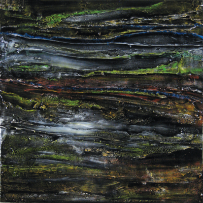 Stream - Michael Rousseau 24" x 24" mixed media with epoxy resin.